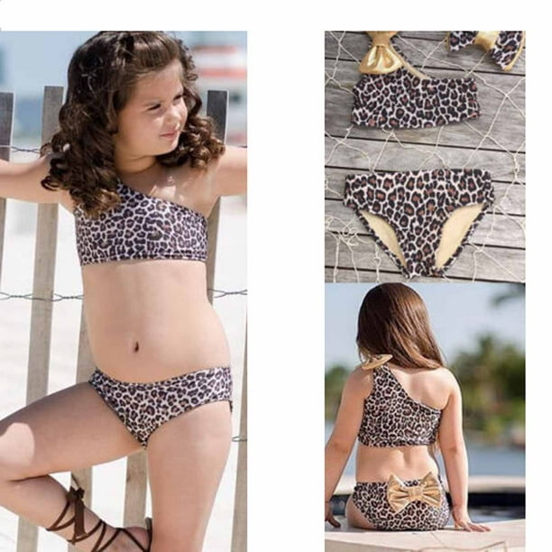 3Pcs/Set Infant Kid Baby Girls Swimsuit Leopard Print Bikini Swimwear Beachwear Swimming Suit Outfits 3M-3Y 